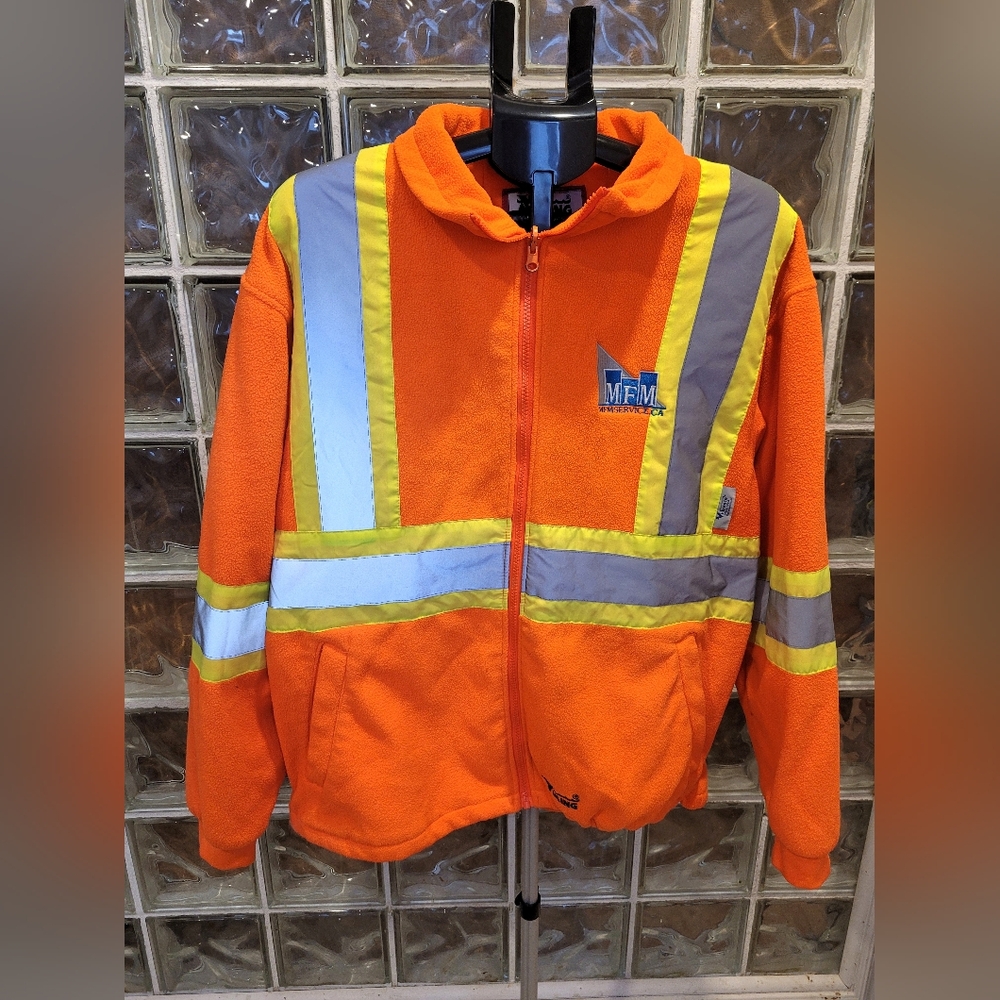 Viking Hi Vis Fleece Jacket Men's L CSA Class 2 MFM Service Logo Made In Canada